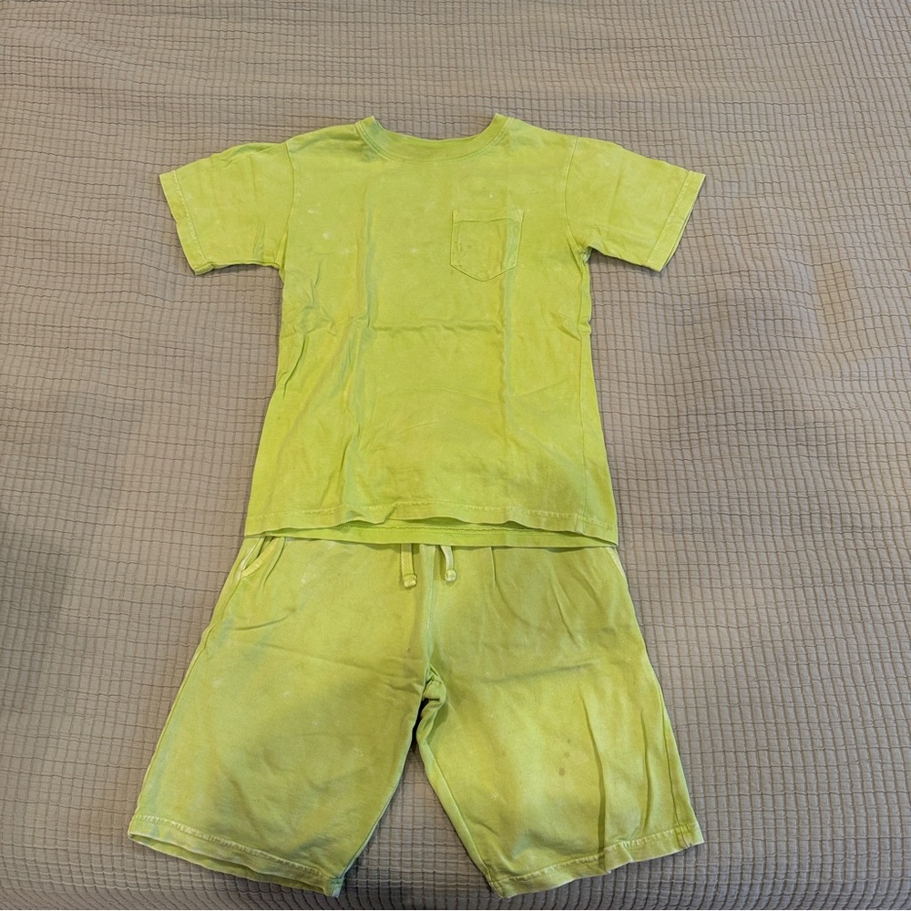 Mish Kids Boys Neon Solid Enzyme Tee & Shorts Set - Size 7/8